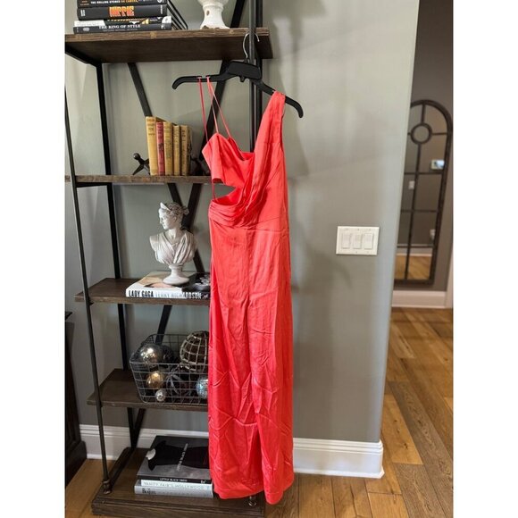 Amur Blynn Satin Cut Out Jumpsuit Spicy Coral Womens Size 2 - Picture 5 of 10